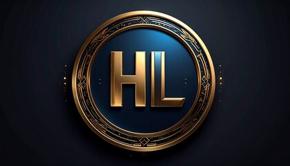 Gold-framed emblem, dark background