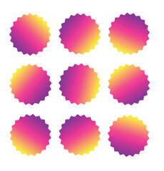 Round circle frames set with gradient red and purple icons for social media followers and likes vector illustration