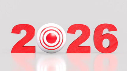 The 2026 red and target for Business concept 3d Rendering.