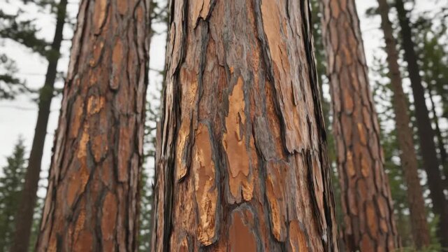 Close-up of pine tree bark with detailed texture and pattern.