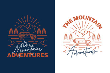 Holiday Mountain Trip Illustration Abstract Logo Monoline Style