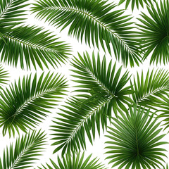 Obraz premium Lush green palm fronds pattern on black background
