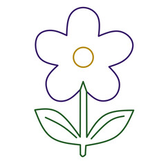 Outline Purple Five Petal Flower Icon