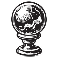 Occult Crystal Ball Line Art Vector Icon