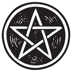 Occult Pentagram Seal Line Art Vector Icon