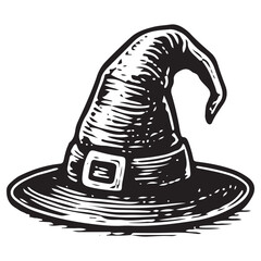 Occult Witch Hat Line Art Vector Icon