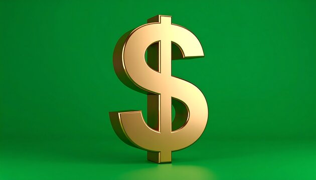 Golden dollar sign on green