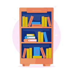 Bookshelf book storage vector object illustration