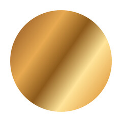 Gold circle with a smooth metallic gradient, creating a reflective sphere effect on a white background.