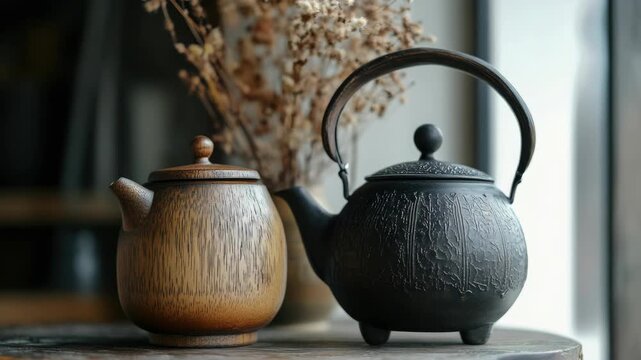 Variety of teapots for different tea brews. Antique and traditional porcelain design. Teacup and saucer to complement set.