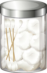 vector illustration of a container with cotton buds and cotton balls