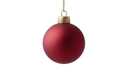 matte Christmas ornament hanging on a gold string on a transparent background, PNG image, PNG file