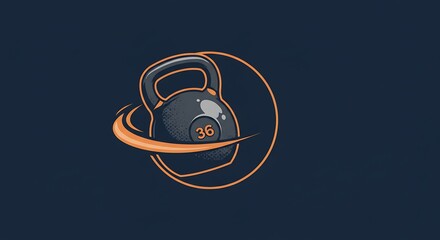 Illustration of a 36 kilogram kettlebell in motion against a dark background