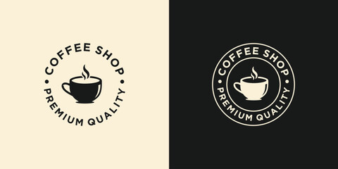 Coffee Shop Logo Design Template. Coffee Cup Logo Icon. Hot Drink Concept. Retro Vintage Emblem. Retro Coffee Badge. Vector Illustration.