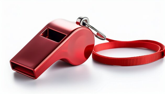red whistle with a red lanyard on a white background