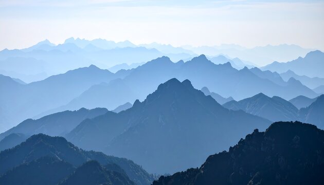 Misty mountain range panorama (1)