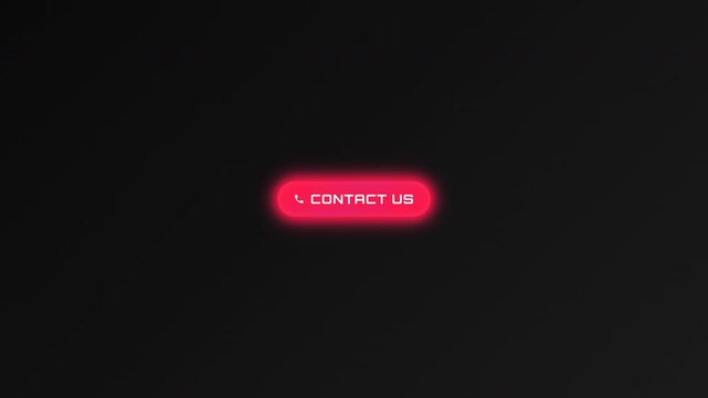Glowing neon red contact us button with phone icon on dark background modern digital interface
