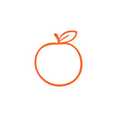 Simple orange outline with single leaf, vibrant and minimal