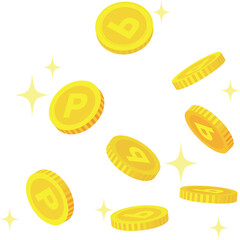 キラキラ光る落ちてくるコインのベクターイラスト素材