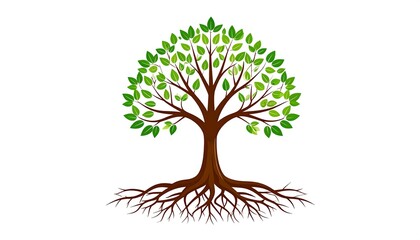 Obraz premium Green tree with roots