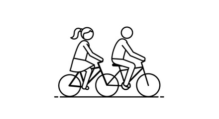 Obraz premium Cycling couple silhouette vector illustration on white background