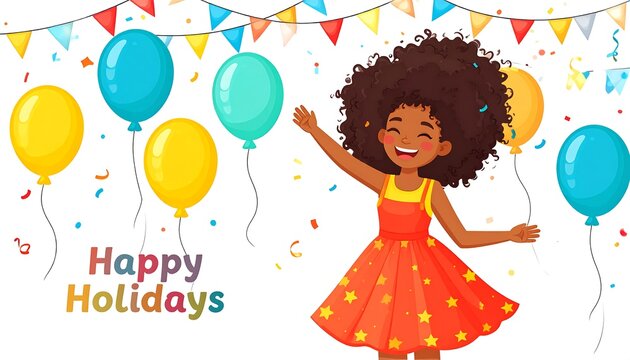 Happy child with colorful balloons