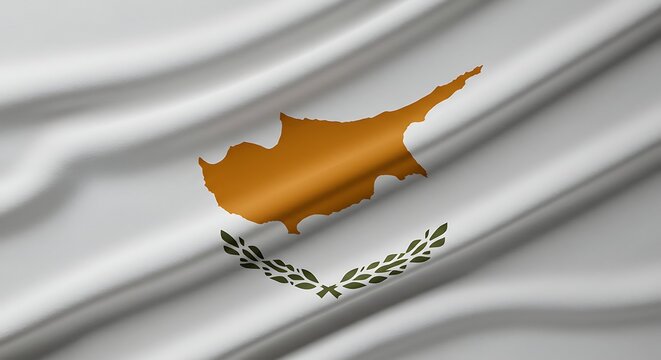 Cyprus flag detailed representation with gold map and olive branches