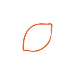 An orange outlined abstract shape on a white background