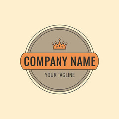 Crown Company Logo Design with Banner and Tagline in Earthy and Beige, Ideal for Corporate Branding and Identity, Flat Vector Elements, Vector Illustration, Simple Vector, Stylized Vector Drawing,