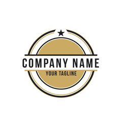 Black and Gold Corporate Company Logo Design with Star Emblem and Tagline on White Background, Flat Vector Elements, Vector Illustration, Simple Vector, Stylized Vector Drawing, Vector Template,