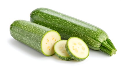 Green zucchini, sliced, isolated
