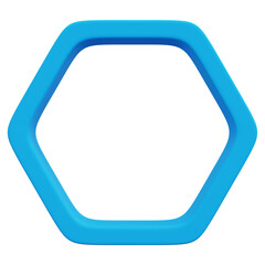3D Blue Hexagon Frame Icon