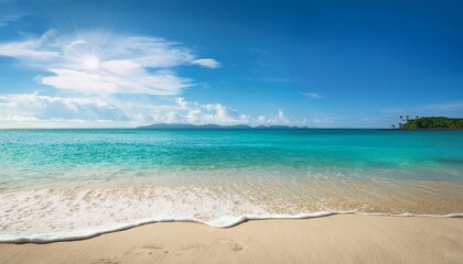 beach bliss sandy shoreline in the warmth of summer realistic beach landscape background