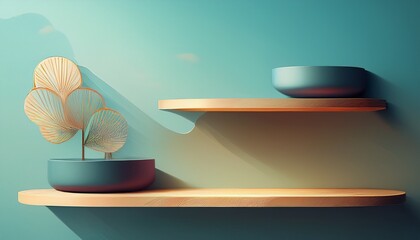 minimalist floating empty shelves