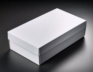 a clean and modern white packaging box mockup showcasing a closed product box with a sleek minimalistic design