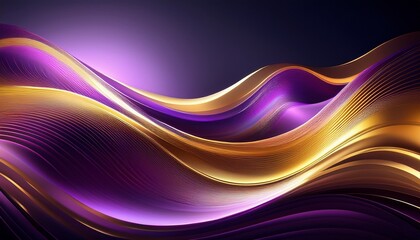 smooth flowing abstract waves with glowing purple and golden gradients in a soft and elegant design