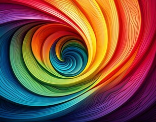 abstract spiral pattern with vibrant rainbow colors and dynamic twisted design