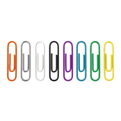 Row of Colorful Paper Clips in Various Colors on Transparent Background paperclip fastener