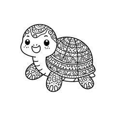 Cute patterned turtle illustration with joyful expression (10)