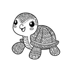 Cute patterned turtle illustration with playful design