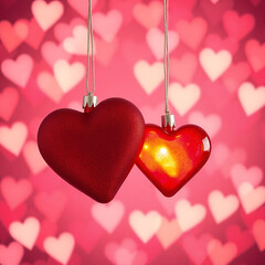 Velvet Heart Next To Glowing Heart
