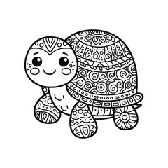Cute patterned turtle illustration with whimsical design (1)