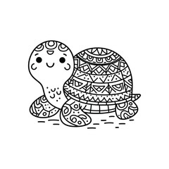 Cute patterned turtle with whimsical design and smile