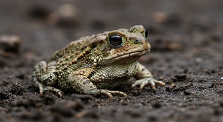 Obraz premium Close up of a textured amphibian with spotted skin against a dark background