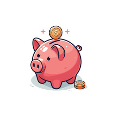 Cute piggy bank with coins, symbolizing savings and finance (2)