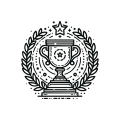 Decorative trophy illustration with stars and laurel