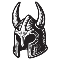 Viking Horned Helmet Side View Illustration