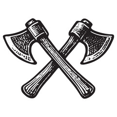 Crossed Viking Battle Axes Illustration