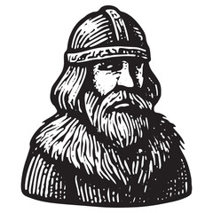 Viking Warrior Bearded Portrait Illustration
