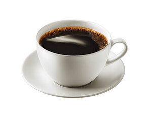 Obraz premium White Coffee Cup on Saucer with Dark Coffee, PNG